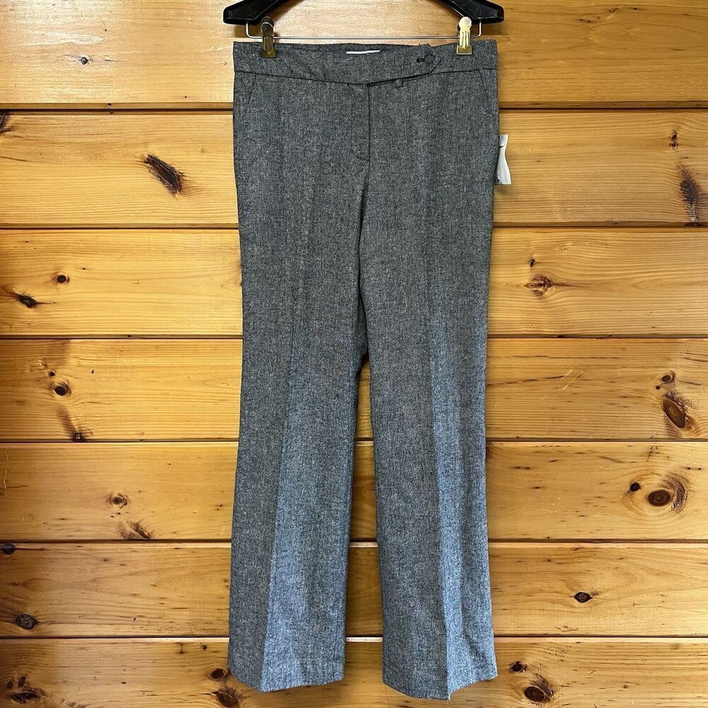 NWT Calvin Klein Womens Classic Fit Trouser Pants Wool Blend Sz 4 Black & White